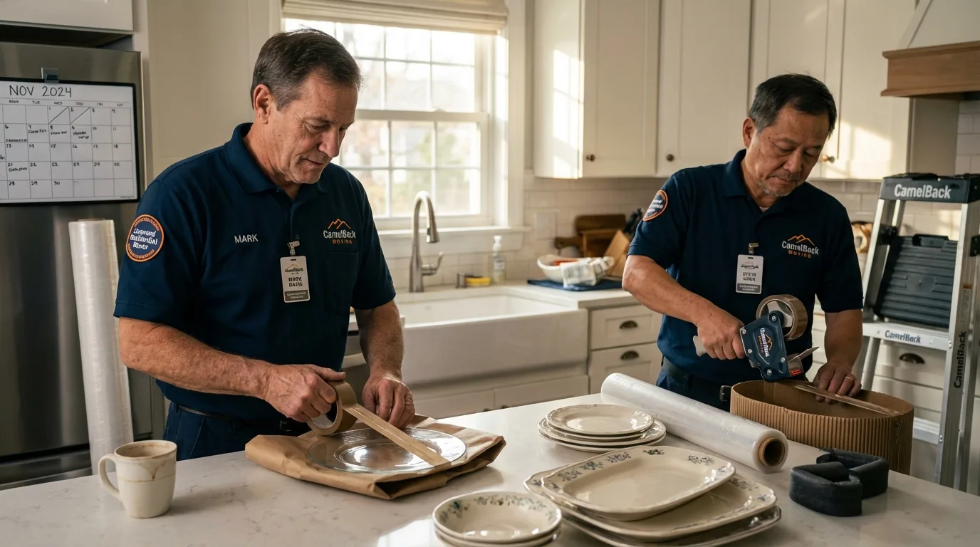 Professional crew packing kitchen dishware in New Rochelle, NY